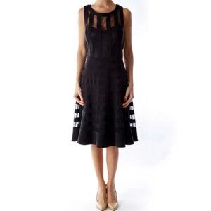 White House Black Market Black See Through Striped Dress